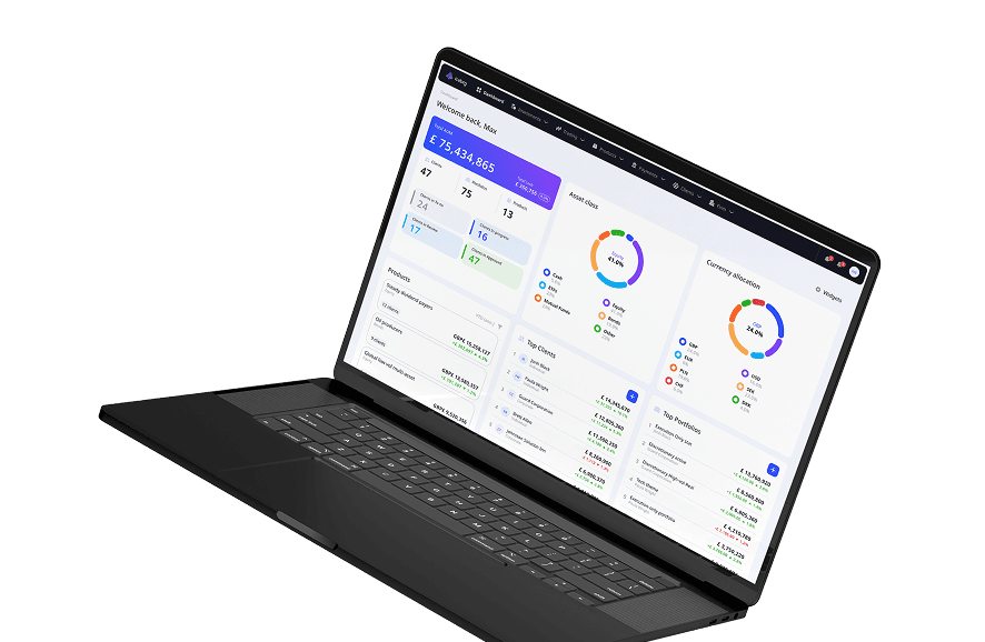 Icebrg investment management dashboard on a laptop